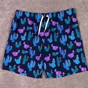 Chubbies Swim Trunks Shorts Mens 2XL Black The Spikes Cactus 7" Inseam Lined AOP